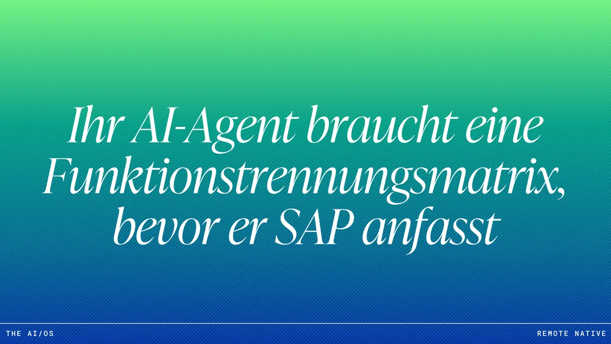 Ihr AI-Agent braucht eine Funktionstrennungsmatrix, bevor er SAP anfasst